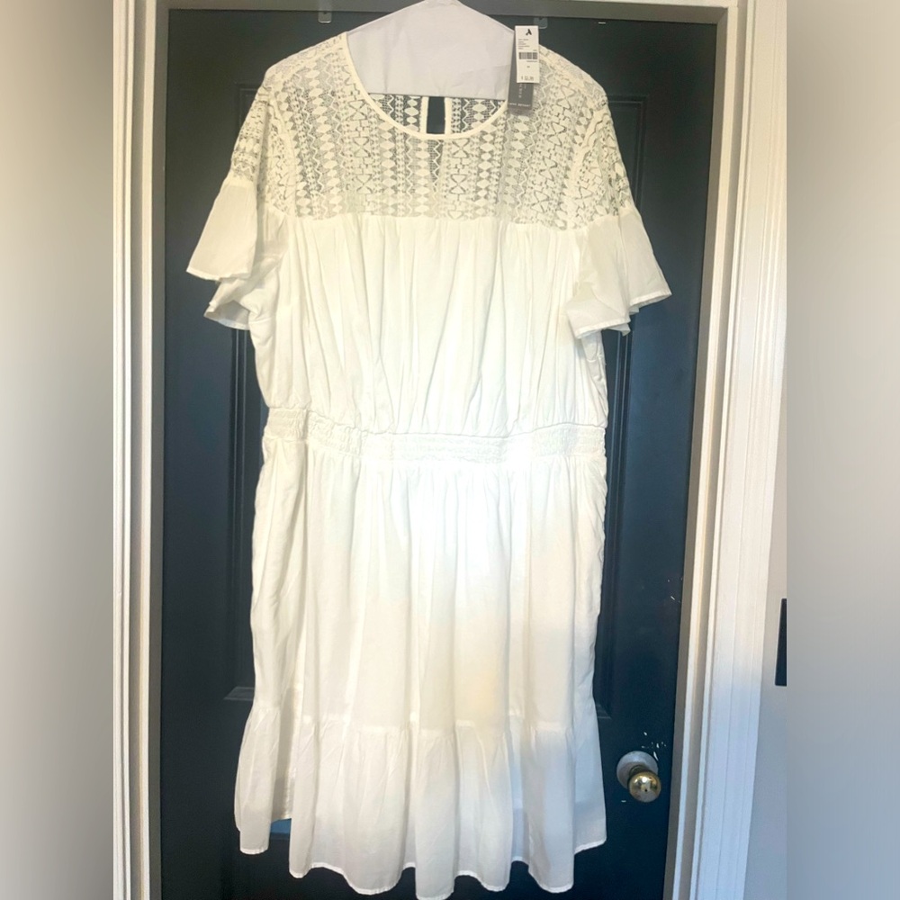 Lane Bryant 22 white/cream lace dress Brand new with tags. Elastic waist.Pockets